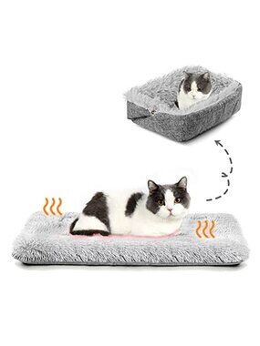 Self Heating Cat Bed Warm Plush Pet Mat Small Dog Cushion Foldable Cozy